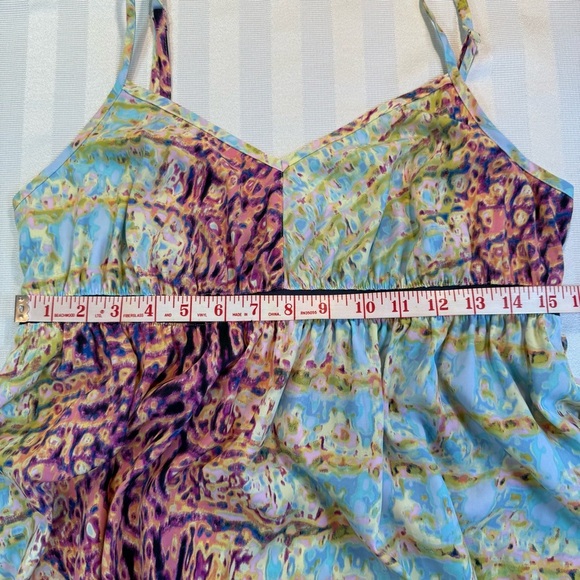 Vera Wang Sundress Sz M Empire Waist, Asymmetrical Hem, Pockets, Light & Flowy - Picture 7 of 14